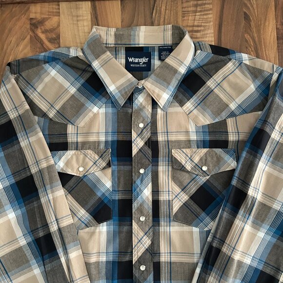 Men's Wrangler Lightweight Western Shirt with Pearl Snap Buttons XXL - Picture 3 of 5